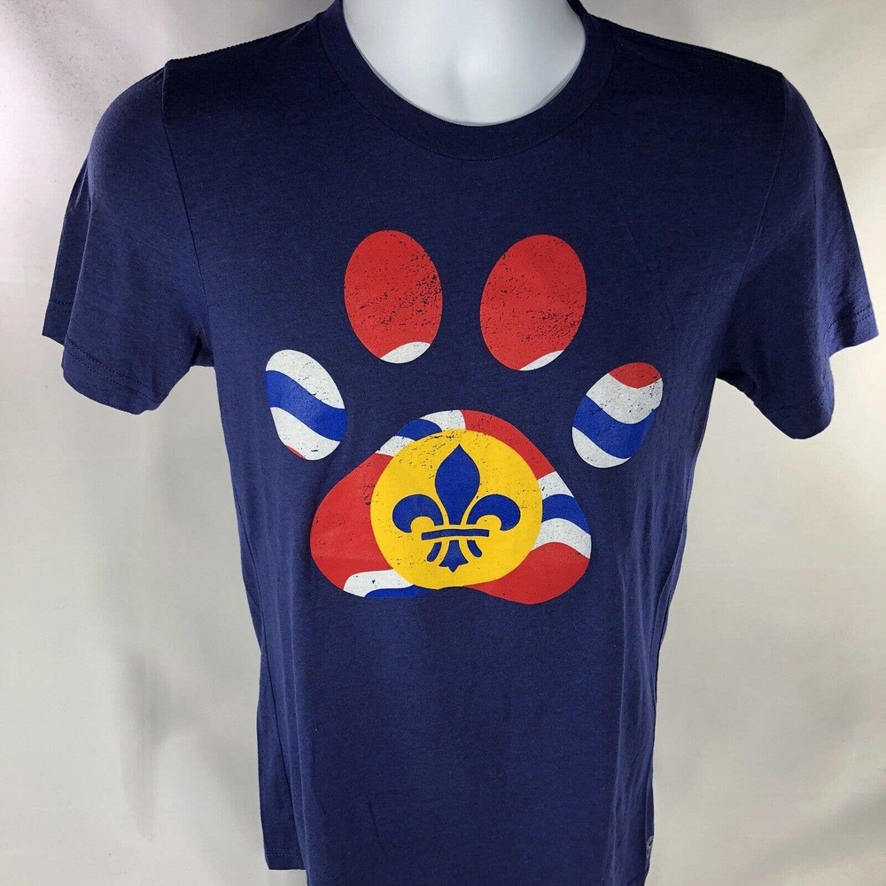 ARCH APPAREL ST LOUIS FLAG PAW PRINT SHIRT ADULT SMALL PURPLE SHORT SLEEVE STL